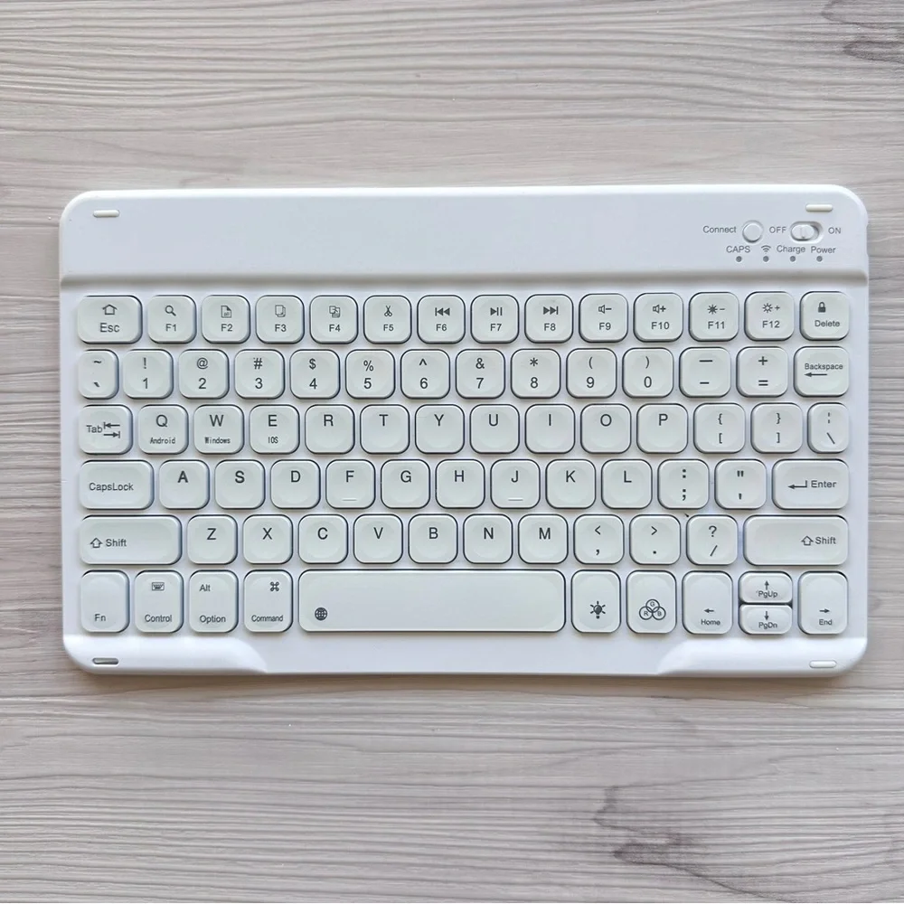 Sleek White Wireless Bluetooth Tablet Keyboard